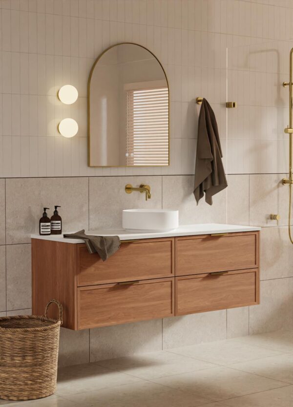 Bayside Century Teak Wall Hung Vanity 1500mm Single Basin