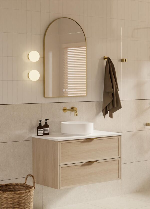 Bayside Washed Oak Wall Hung Vanity 600mm