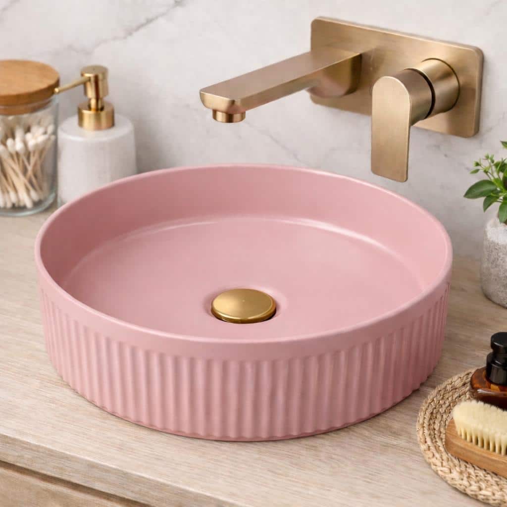 Beyond 1 – Lady Pink Fluted Above Counter Basin