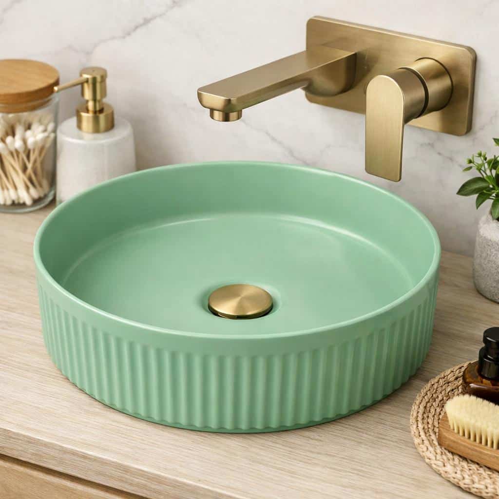 Beyond 1 – Morning Green Fluted Above Counter Basin