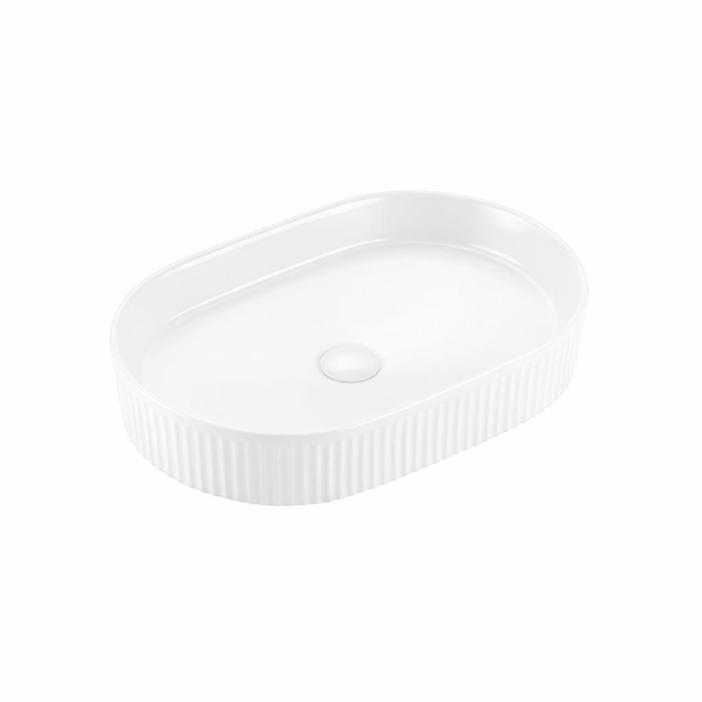 Beyond 5 – Oval Gloss White Fluted Above Counter Basin