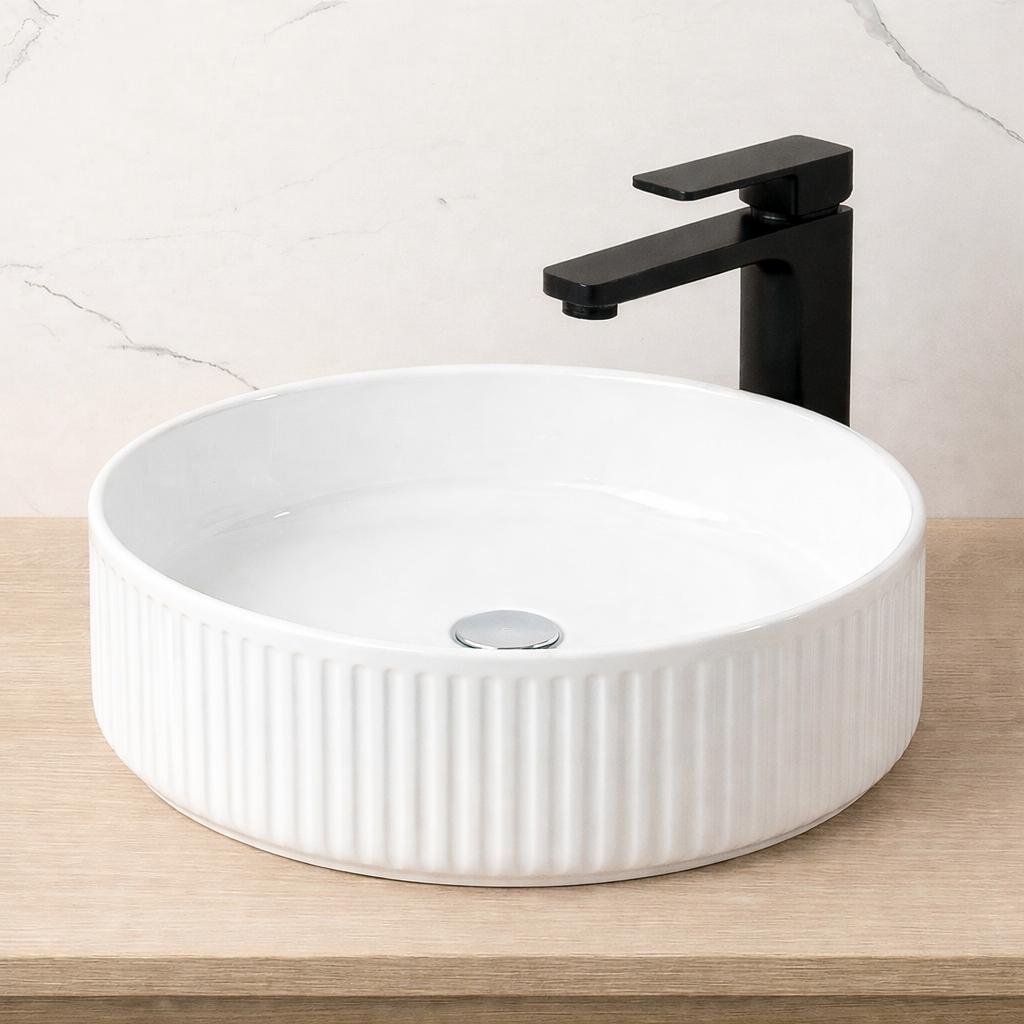 Beyond 1 – Gloss White Fluted Above Counter Basin