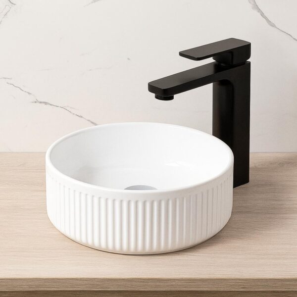 Beyond 2 – Matte White Fluted Above Counter Basin