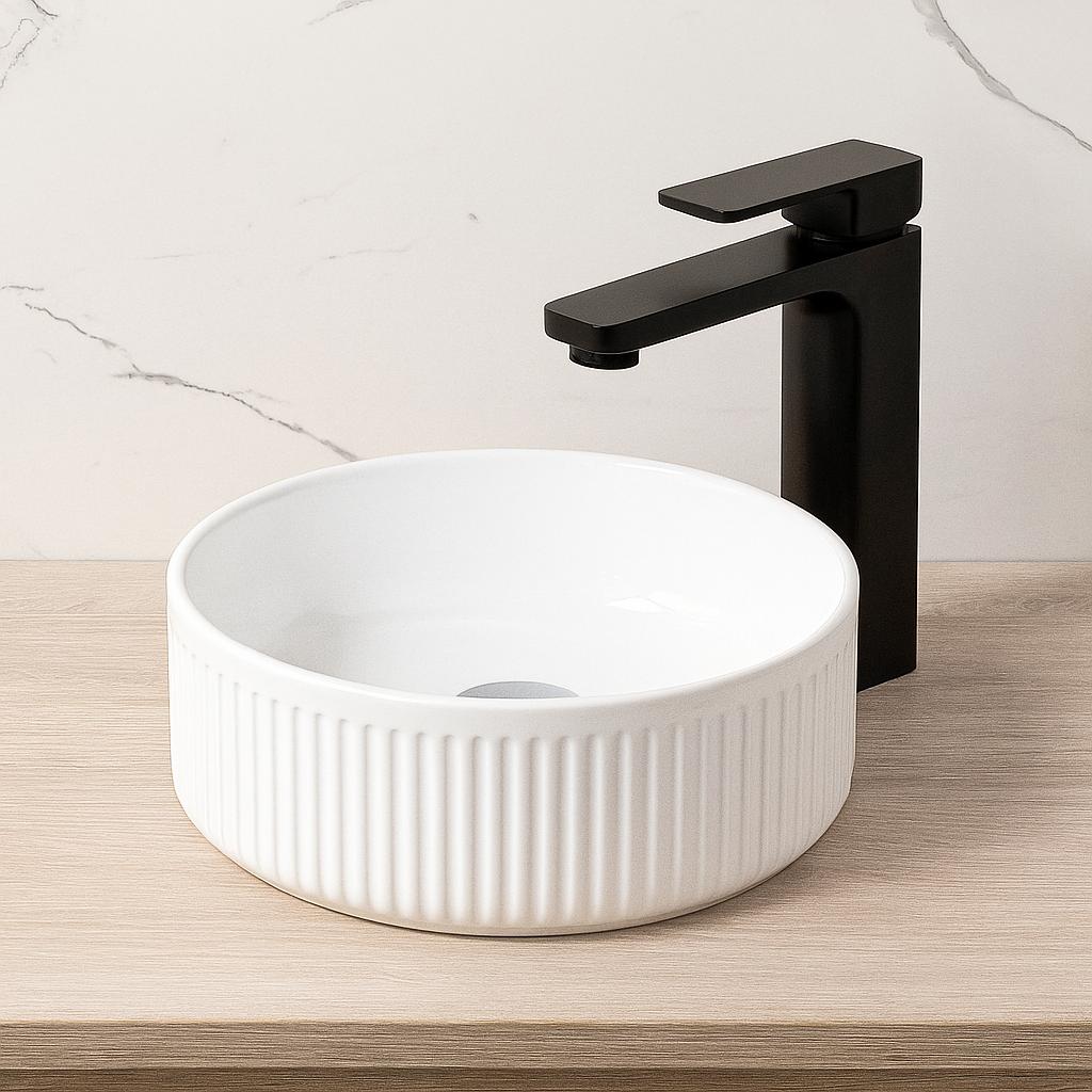 Beyond 2 – Matte White Fluted Above Counter Basin