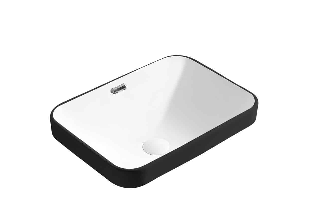 Carla 460 – Matte White & Black Inset Basin