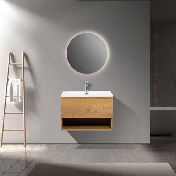 Delsa – Oak Vanity Cabinet Wall Hung & Top Options Available 600mm