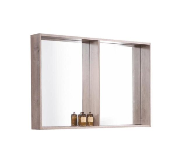 Fern Oak Mirror Open Shelf Cabinet – 1200mm