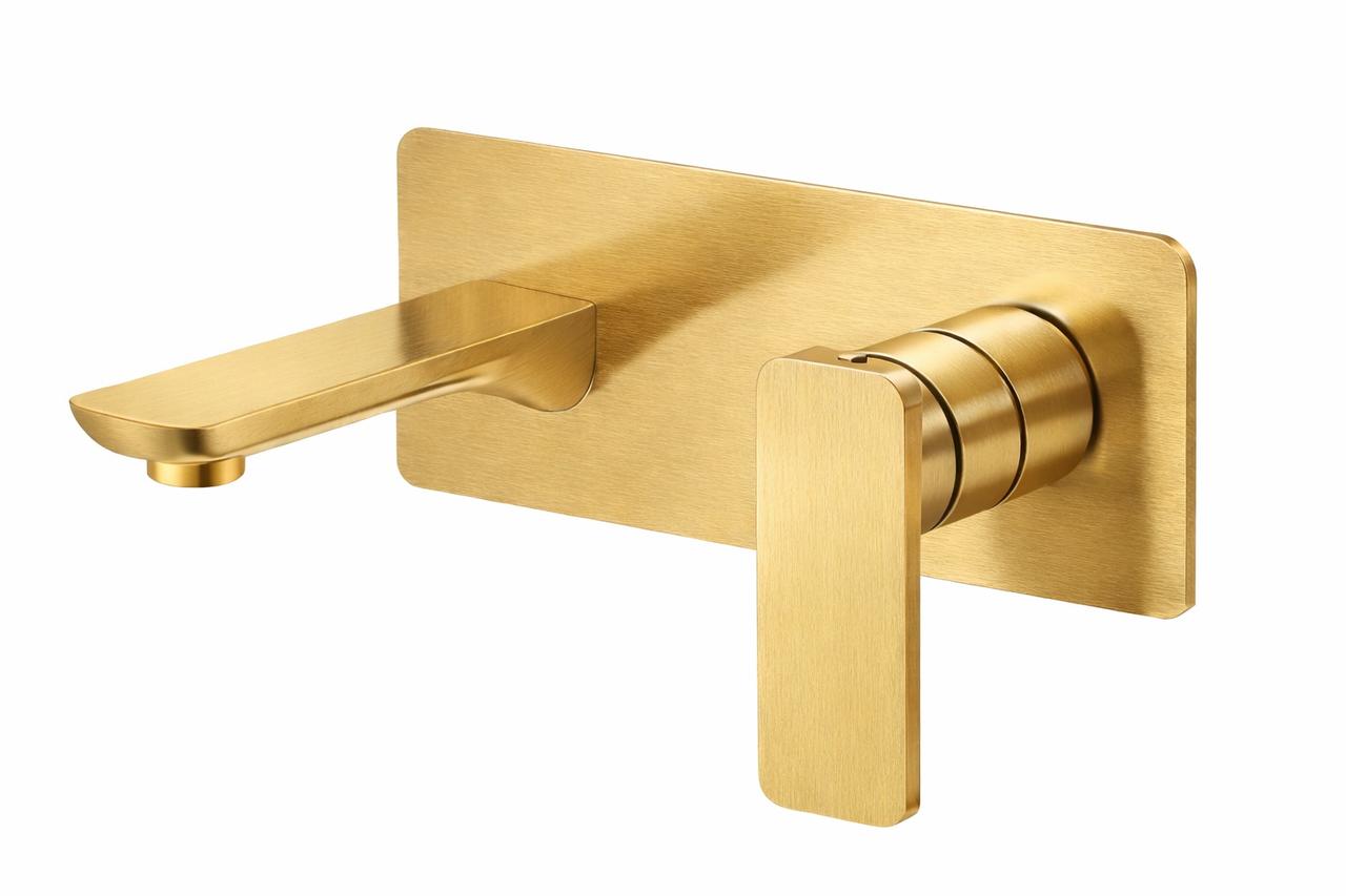 Fiona – Brushed Gold Wall Bath Mixer With Spout