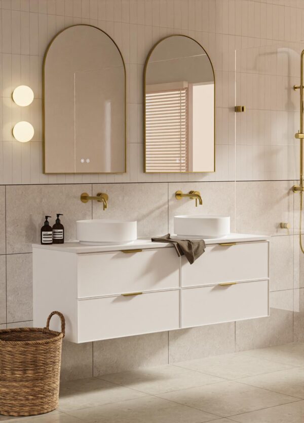 Hadley Matte White Wall Hung Vanity 1500mm Double Basin