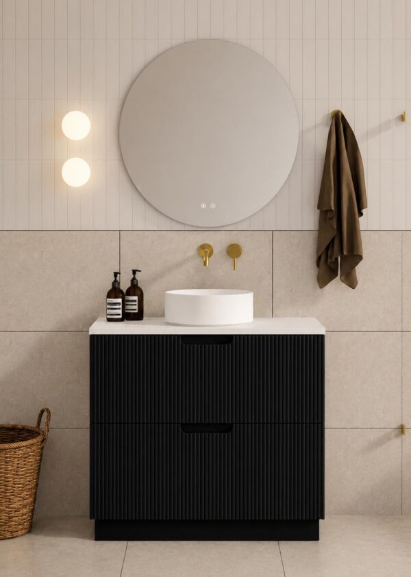 Ida Black Floor Mount Vanity 750mm