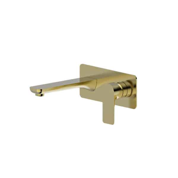 Jade – Brushed Gold Wall Basin/Bath Mixer With Spout