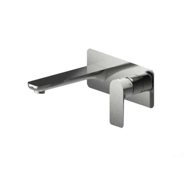 Jade – Brushed Nickel Wall Basin/Bath Mixer With Spout