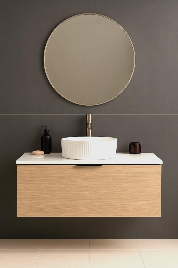 Linea 900mm Wall Hung Oak Vanity Cabinet