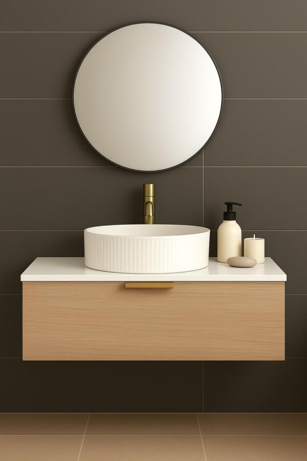 Linea 750mm Wall Hung Oak Vanity Cabinet