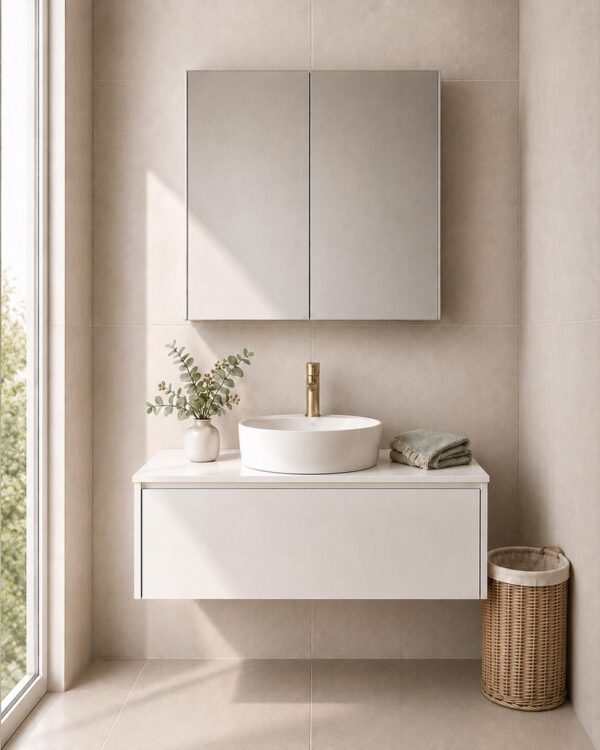 Maltese 900mm Wall Hung Matte White Vanity Cabinet