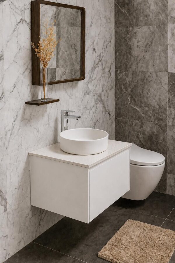 Maltese 600mm Matte White Wall Hung Vanity