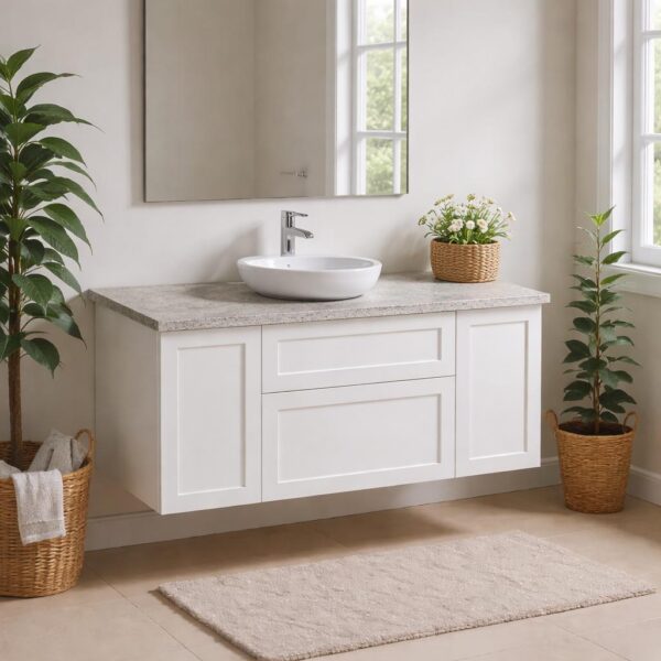 Maris – White Shaker Vanity Wall Hung & Top Options Available 1200mm