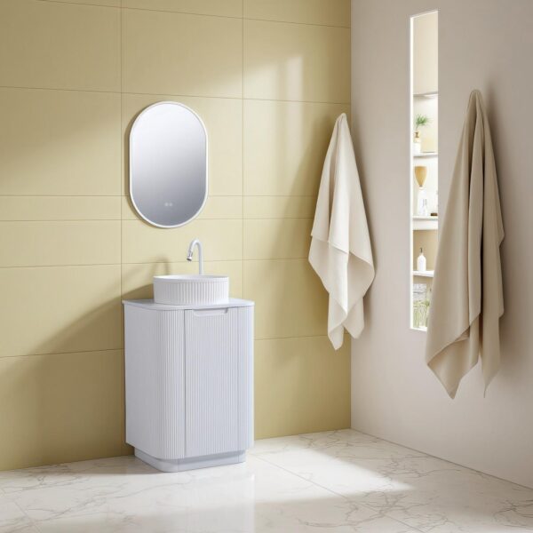 Roma White Fluted Floor Mount Vanity 600mm