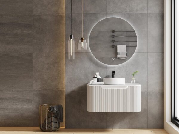 Roma White Fluted Wall Hung 750mm