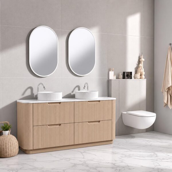 Roma Oak Floor Mount Vanity Double Bowl 1800mm
