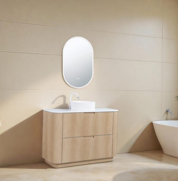 Roma Oak Fluted Floor Mount Vanity 1200mm