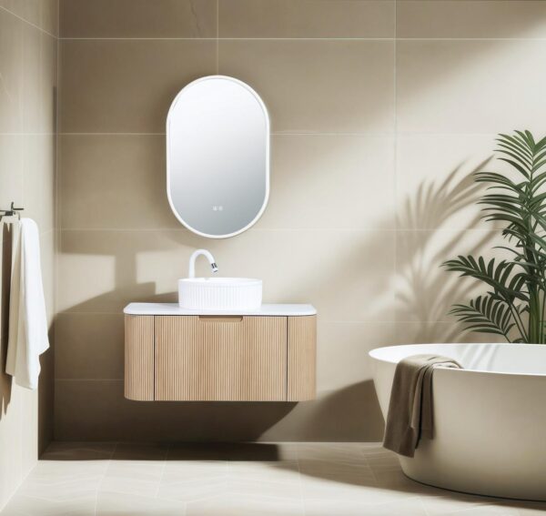 Roma Oak Fluted Wall Hung Vanity 900mm