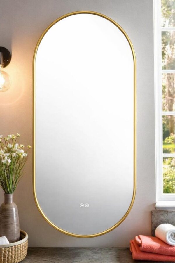 Sage Framed LED Oval Mirror with Anti-Fog – 500 x 1100mm