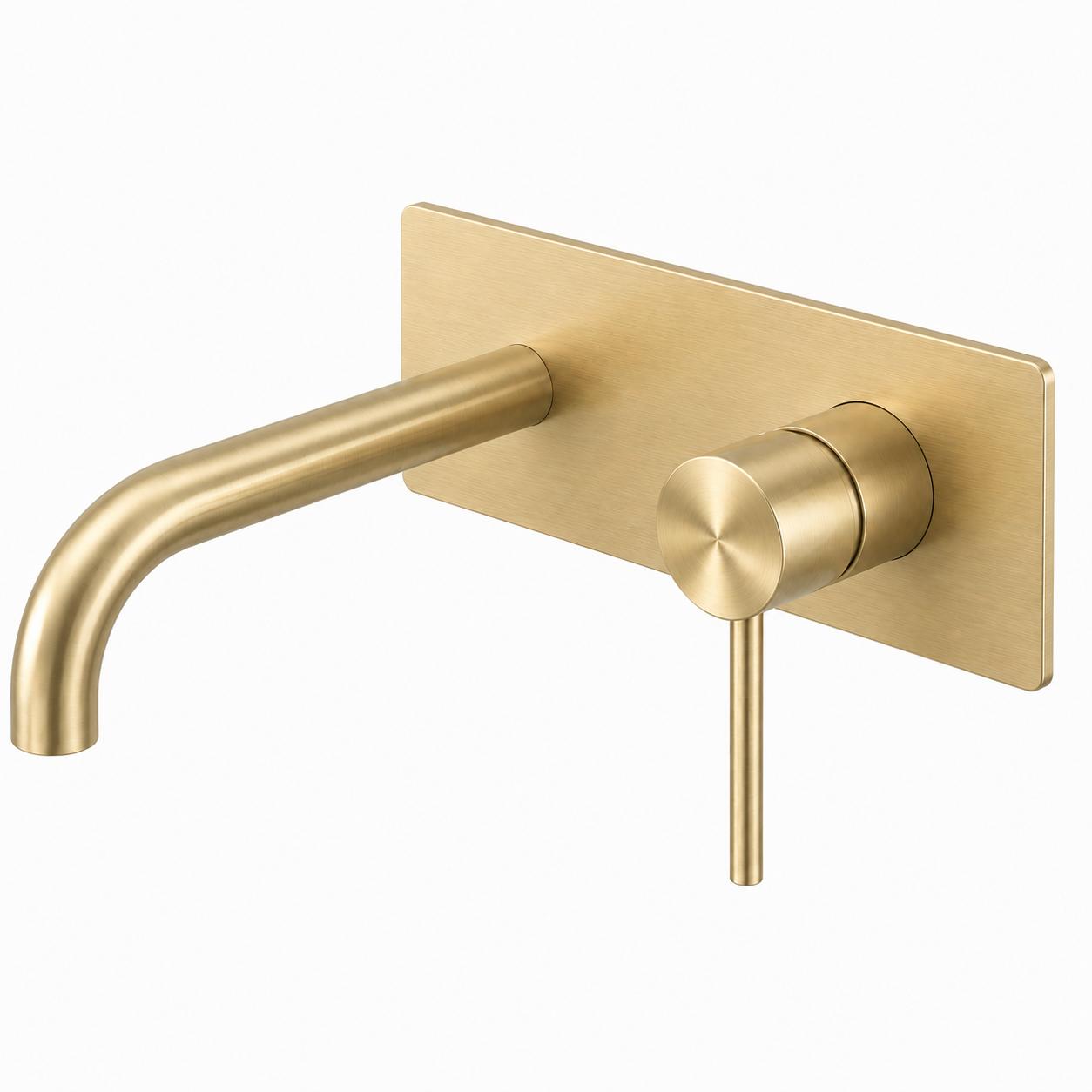 Sebastian – Brushed Gold Wall Bath/Basin Mixer With Spout