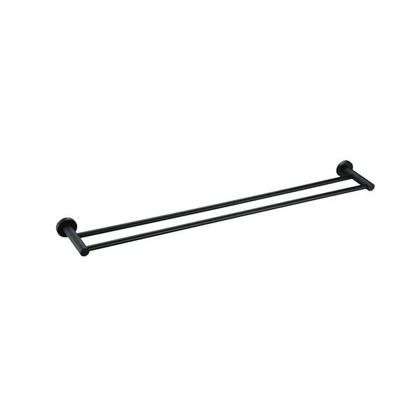 Sebastian – Matte Black Double Towel Rail 600mm