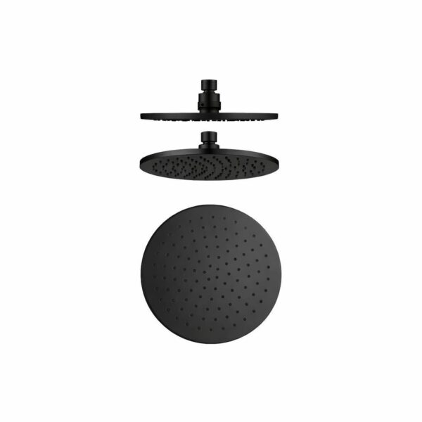 Sebastian – Matte Black Shower Rose 400mm