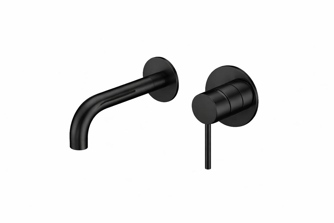 Sebastian – Matte Black Wall Basin/Bath Mixer & Spout