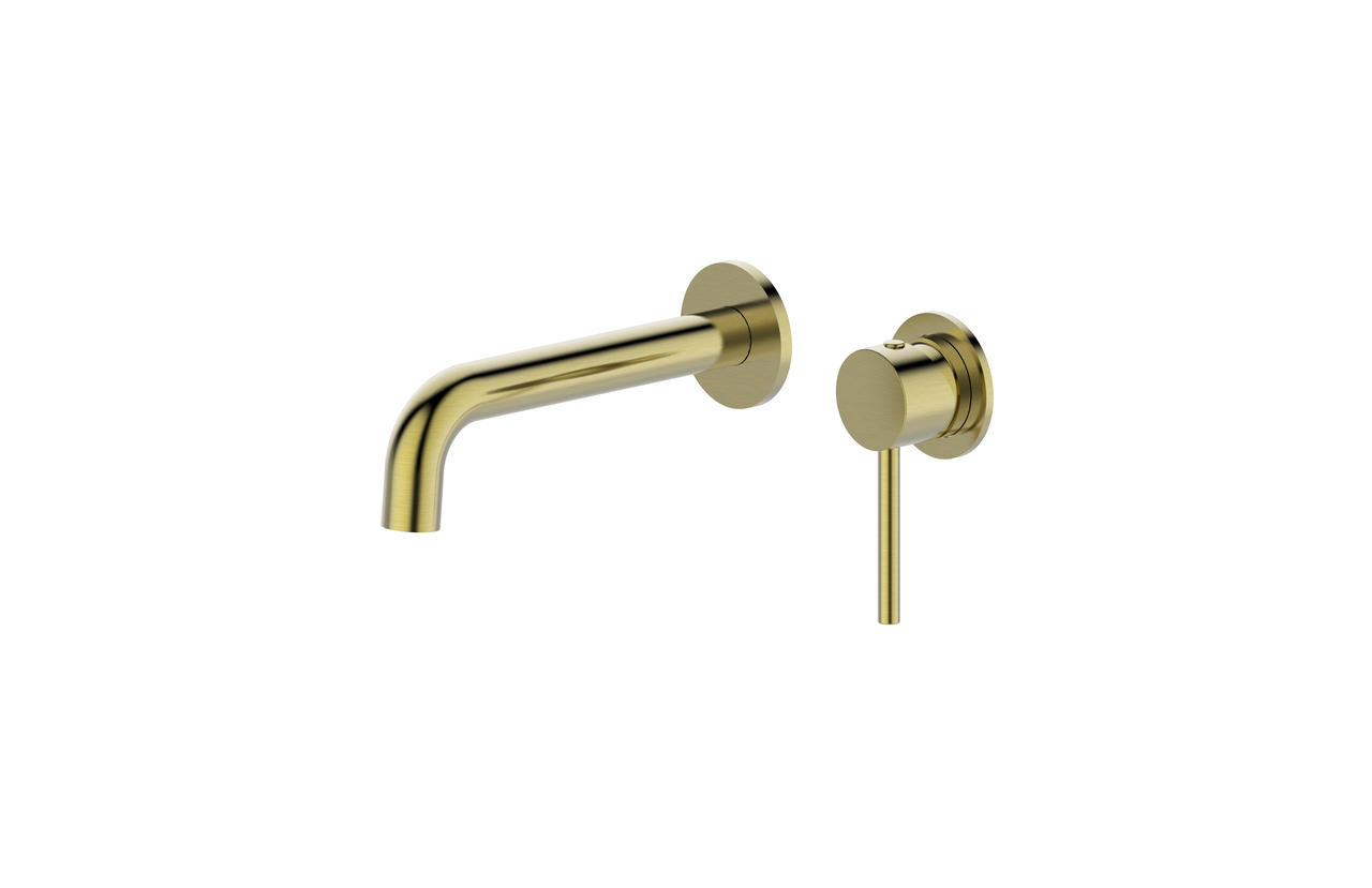 Siam – Brushed Gold Wall Basin/Bath Mixer With Spout