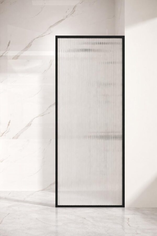 Verve 10mm Fluted Black Shower Screen