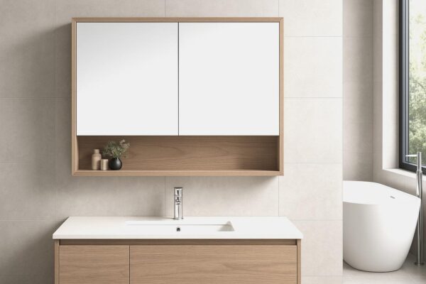 Willow Oak Mirror Cabinet with Double Doors – 750mm