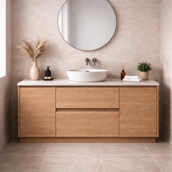 Willow Oak Floor Mount Vanity Single Bowl 1500mm