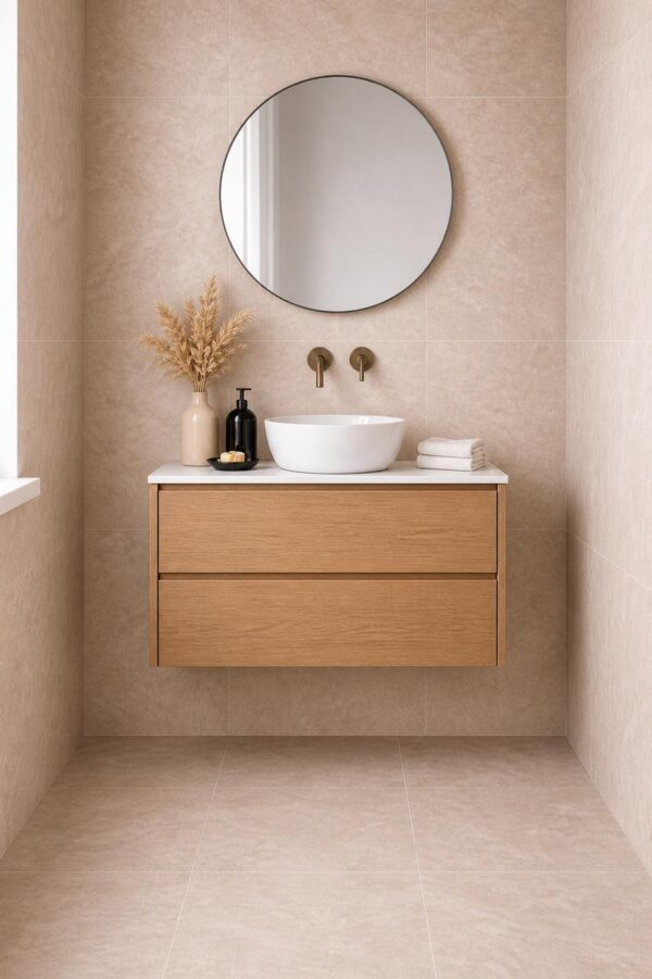 Willow Oak Wall Hung Vanity 600mm