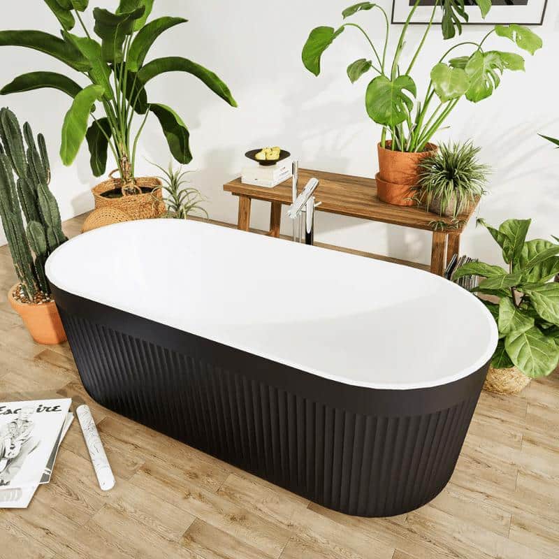 Zinnia – White & Black Fluted Freestanding Bath 1700mm